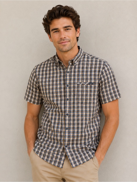 Fox Other - FOX Racing Men’s Plaid Short Sleeve Button-Down Shirt Large Mustard Yellow Grey